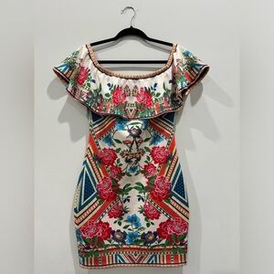 Jealous Tomato Floral Off Shoulders Mini Dress Size M NWOT